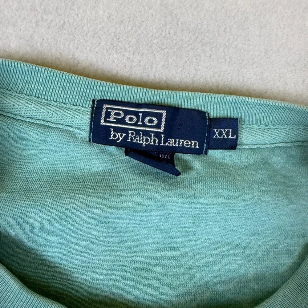 Polo Ralph Lauren Mens‎ XXL Turquoise Heathered Crewneck Sweatshirt Pony Logo